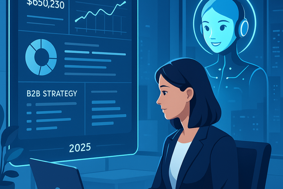 Aomni AI tool displaying B2B sales insights on a futuristic dashboard